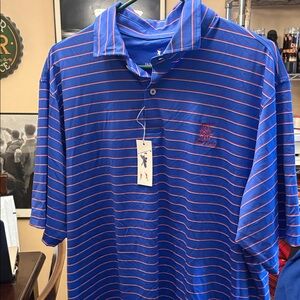 Men's Blue Striped Polo Shirt
